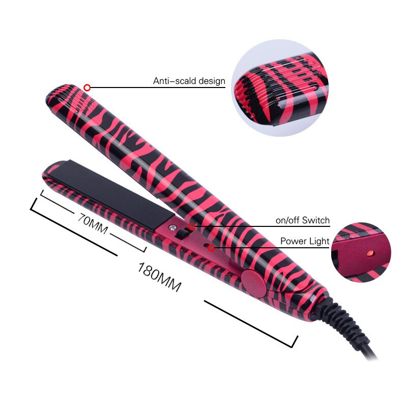 Hairstyling Mini Portable Ceramic Flat Zebra Hair Straightener Irons Styling Tools Waves Irons EU Plug With
