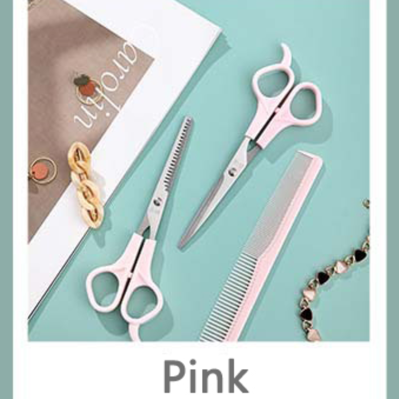 3 stks/set Salon Kappersscharen Kappers 6 Inch Schaar Kit Tool voor Snijden Dunner wordend Haar Kam Kapper Accessoires: Roze