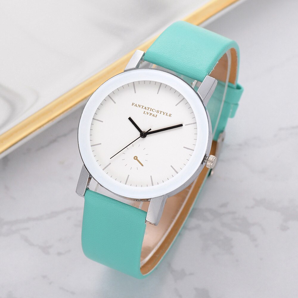 Lvpai geel dameshorloge quartz leren band polshorloge relogio feminino montre femme horloge zegarek damski: H