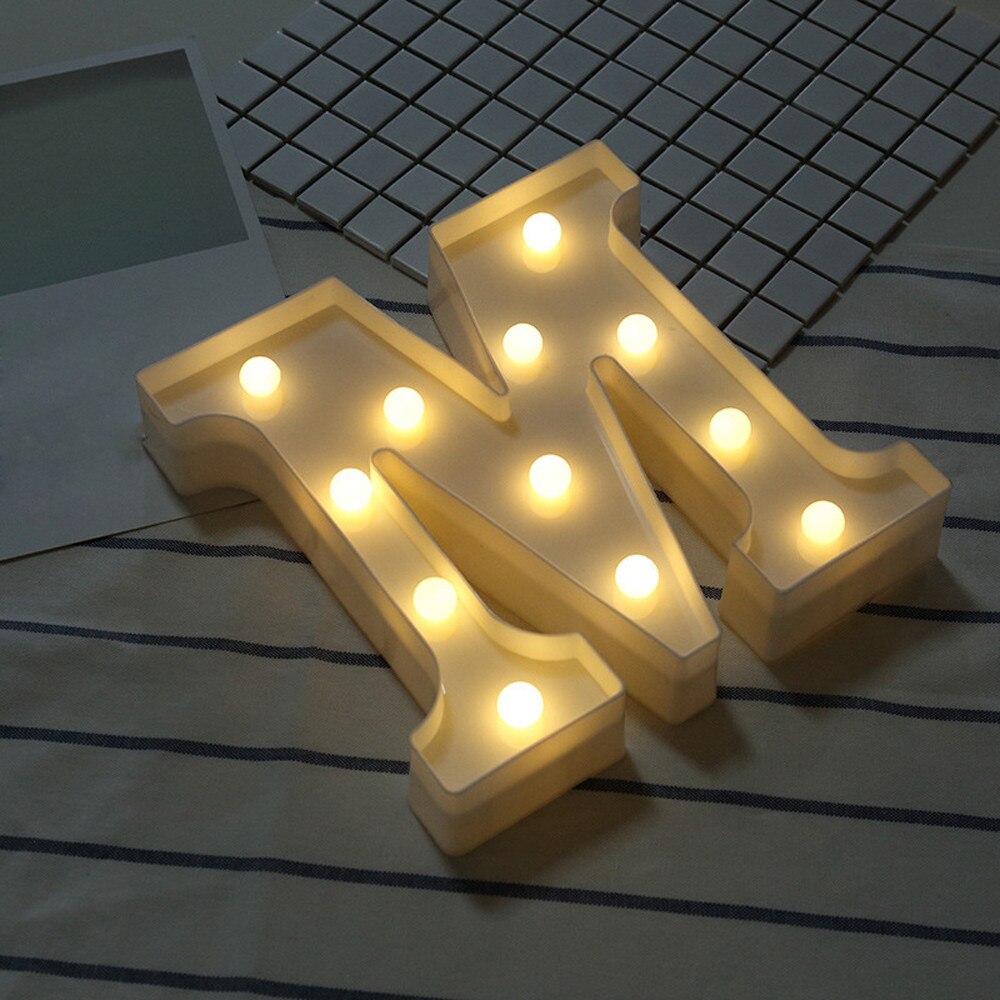 Soft warm glow wall hung or free standing Alphabet Letter Lights LED Light Up White Plastic Letters Standing Hanging A-M &