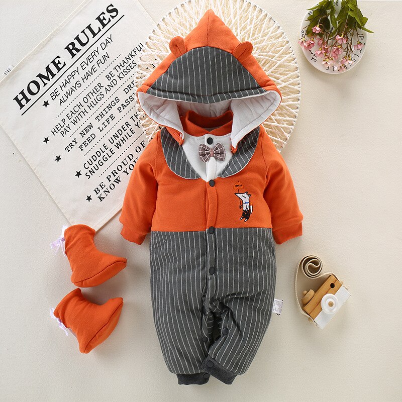 Baby rompertjes + schoenen Overalls kids Sneeuw Wear Winter Jongen Meisje Kledingstuk Dikker Warm Pure Katoen Bovenkleding jas jas