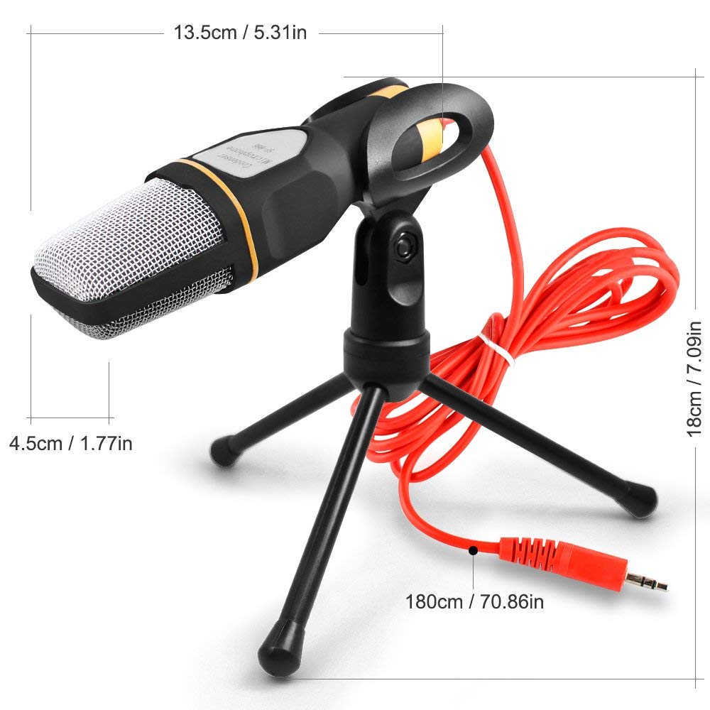 FELYBY Condenser Microphone for Computer Wired Microphone Studio Recording for Phone for podcast lovers