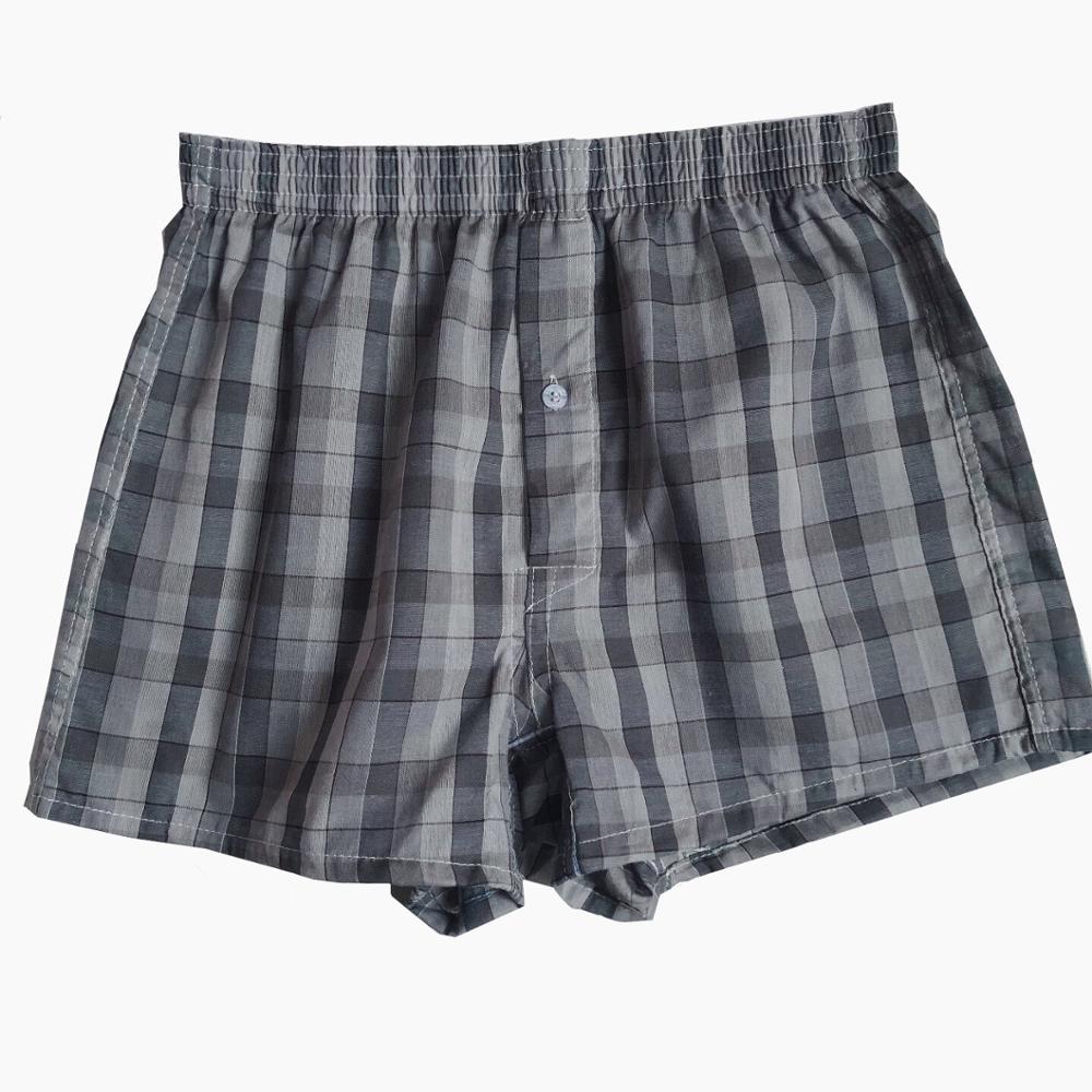 Calzoncillos bóxer de talla grande para hombre, ropa interior, a cuadros, de algodón, transpirable, familiar