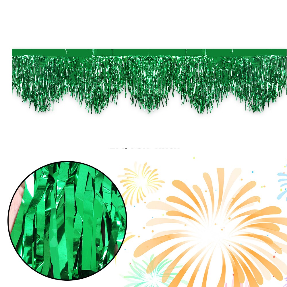 3 uds 50x200cm cortina de seda de lluvia ondulada PET cortina de lluvia decorativa con purpurina exquisita cortinas de fondo para decoración del hogar: Verde oliva