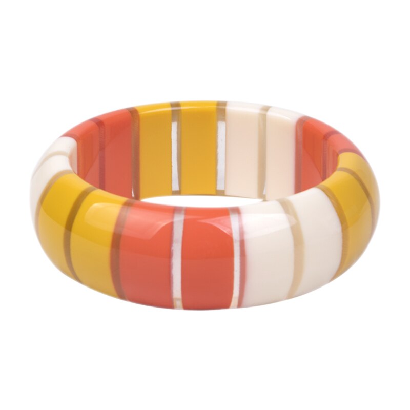 Guanlong Gradient Stripe Resin Round Bracelet Bangle 7 Color for Ladies High Street Jewelry: yellow