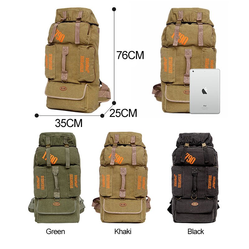 90l stor kapacitet mand udendørs camping rejser rygsække lærred stærk slidstærk rygsæk bagage tote taske