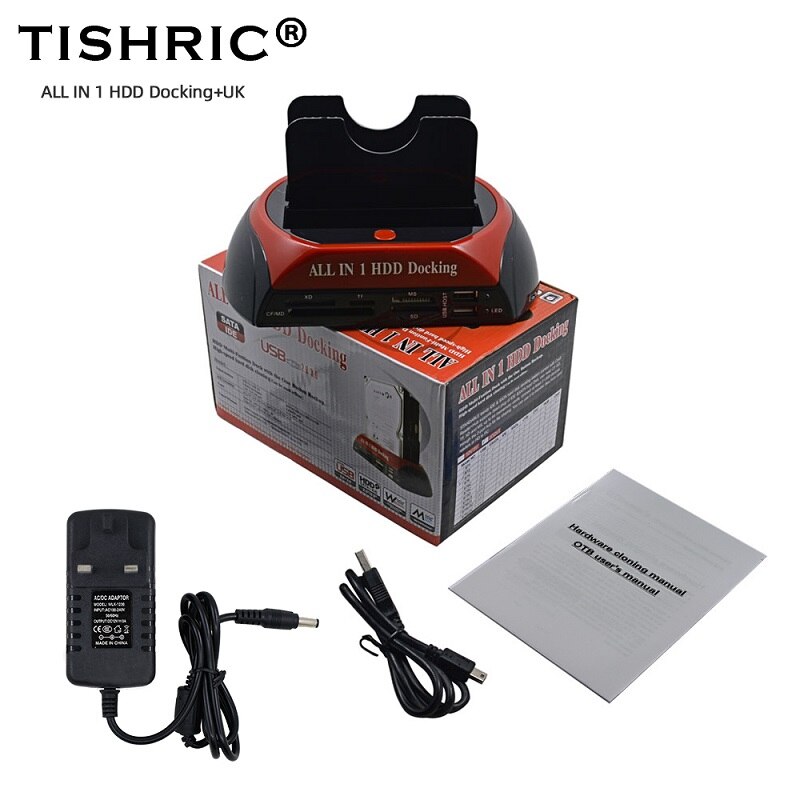 Tishric ide sata dual all  in 1 hd/ hdd docka/dockningsstation hårddisk/enhet hdd 2.5 3.5 läsare usb eu extern box hölje: Storbritannien