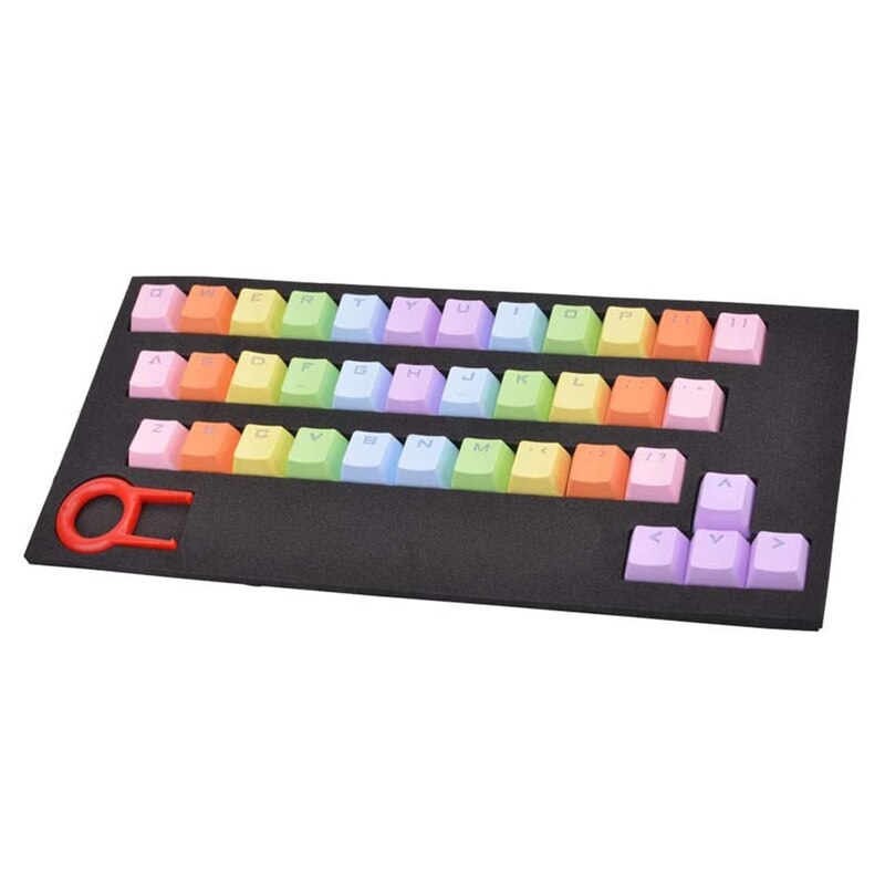 37 Keys PBT Keycaps Double-Shot Backlit Keycaps Set for Cross Shaft Keyboard(Rainbow Gradient)