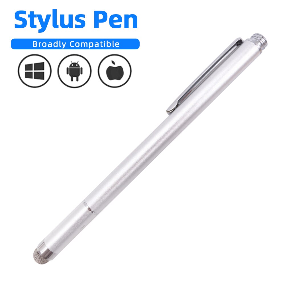 2in1 Stylus Pen For Phone Tablet Touch Pen Capacity Screen Pen For Samsung Xiaomi Laptop Surface Pen Smartphone Draw Pen Pencil: Silver stylus pen