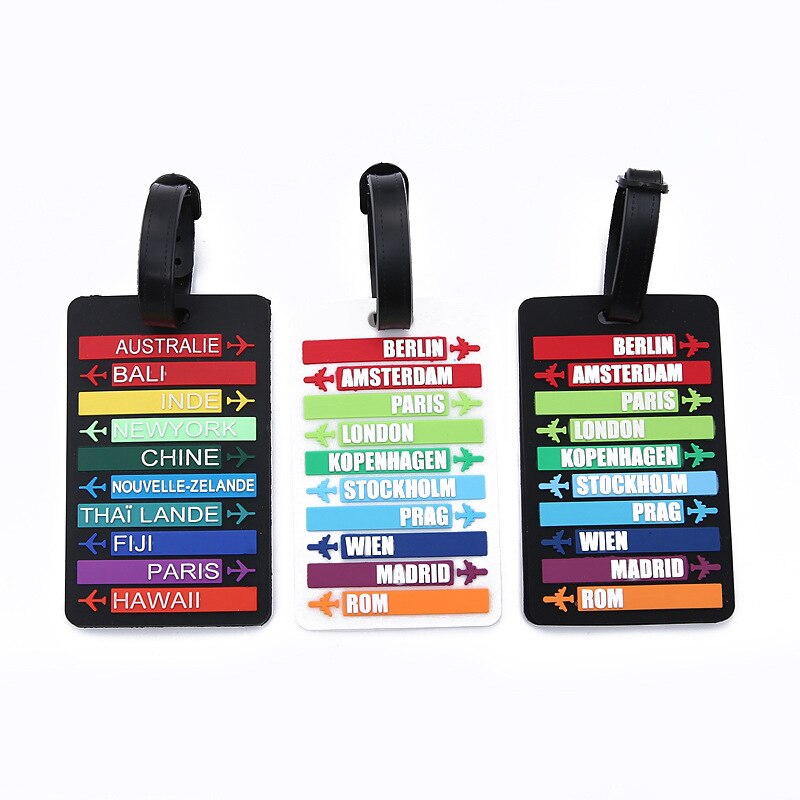 Reizen Accessoires Regenboog Vliegtuig Bagagelabel Mode Koffer Adres Holder Bagage Boarding Silicagel Tag Draagbare Label