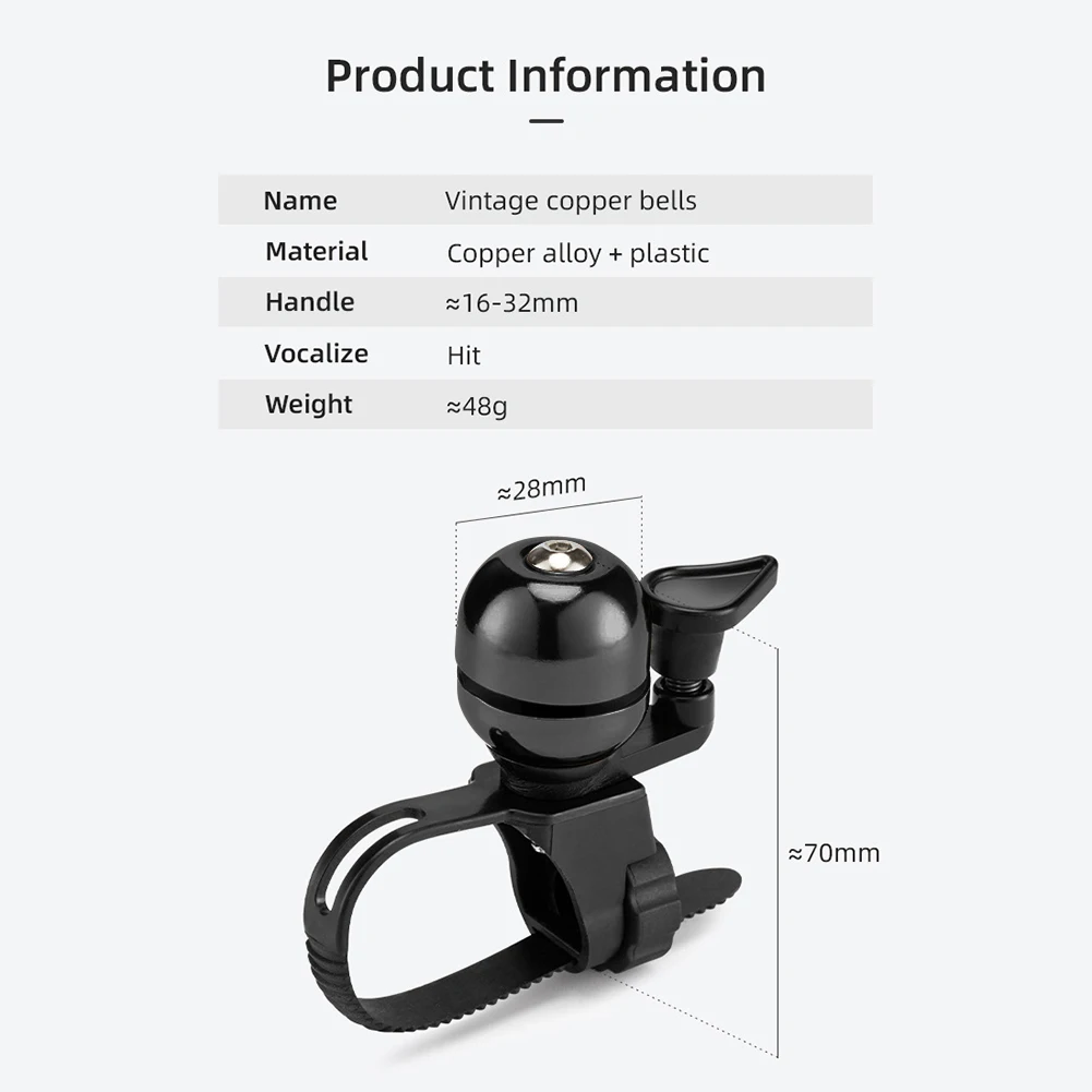 Anillo Vintage para bicicleta, sonido claro, campana Retro para bicicleta de montaña y carretera, bocina de advertencia de seguridad en ciclismo, accesorios para bicicleta, campana clásica