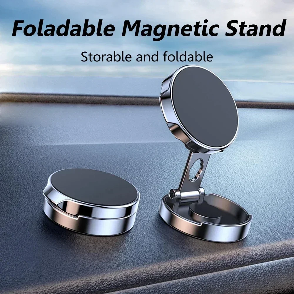 2025 Magnetische mobiele telefoonstandaardhouder Opvouwbare autotelefoonhouder 720 ° Rotatie ronde beugel iPhone-accessoires Android