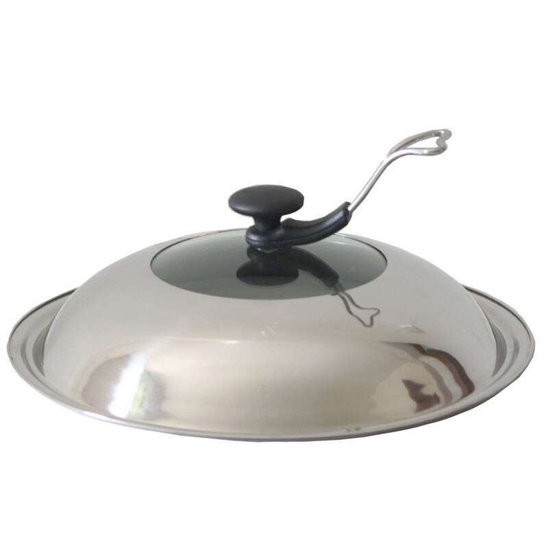 Echte Chinese Wok Deksel Visuele Grote Roestvrij Pyrex Glas Ronde Chef Pan Deksel met Knop Qualtiy Pan Cover Keuken levert