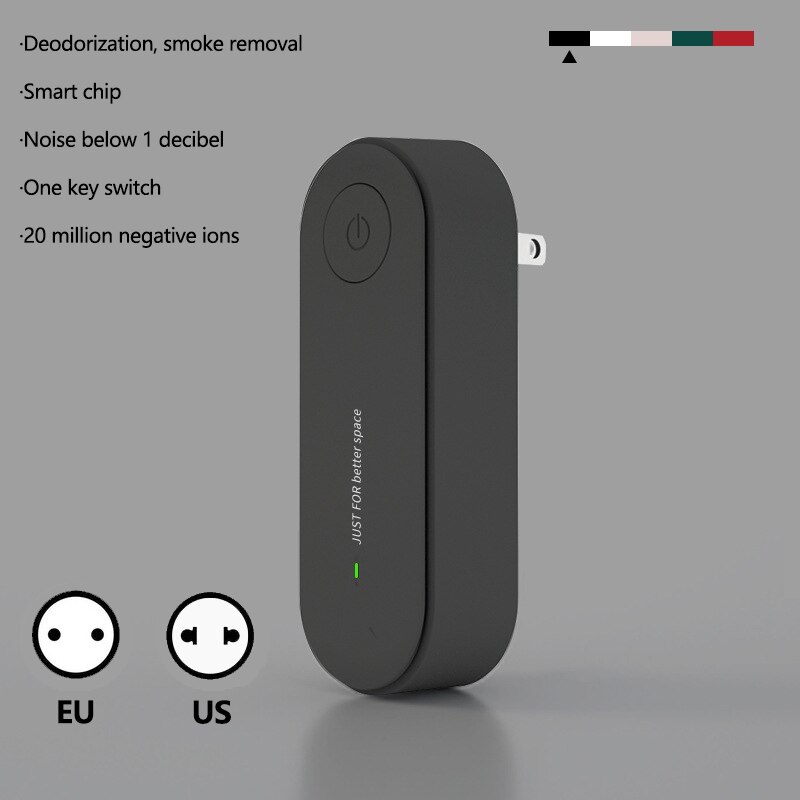Xiaomi-purificador de aire portátil, ionizador, anión, limpiador de polvo, eliminador de humo de cigarrillos, desodorante de inodoro: EU plug / Black