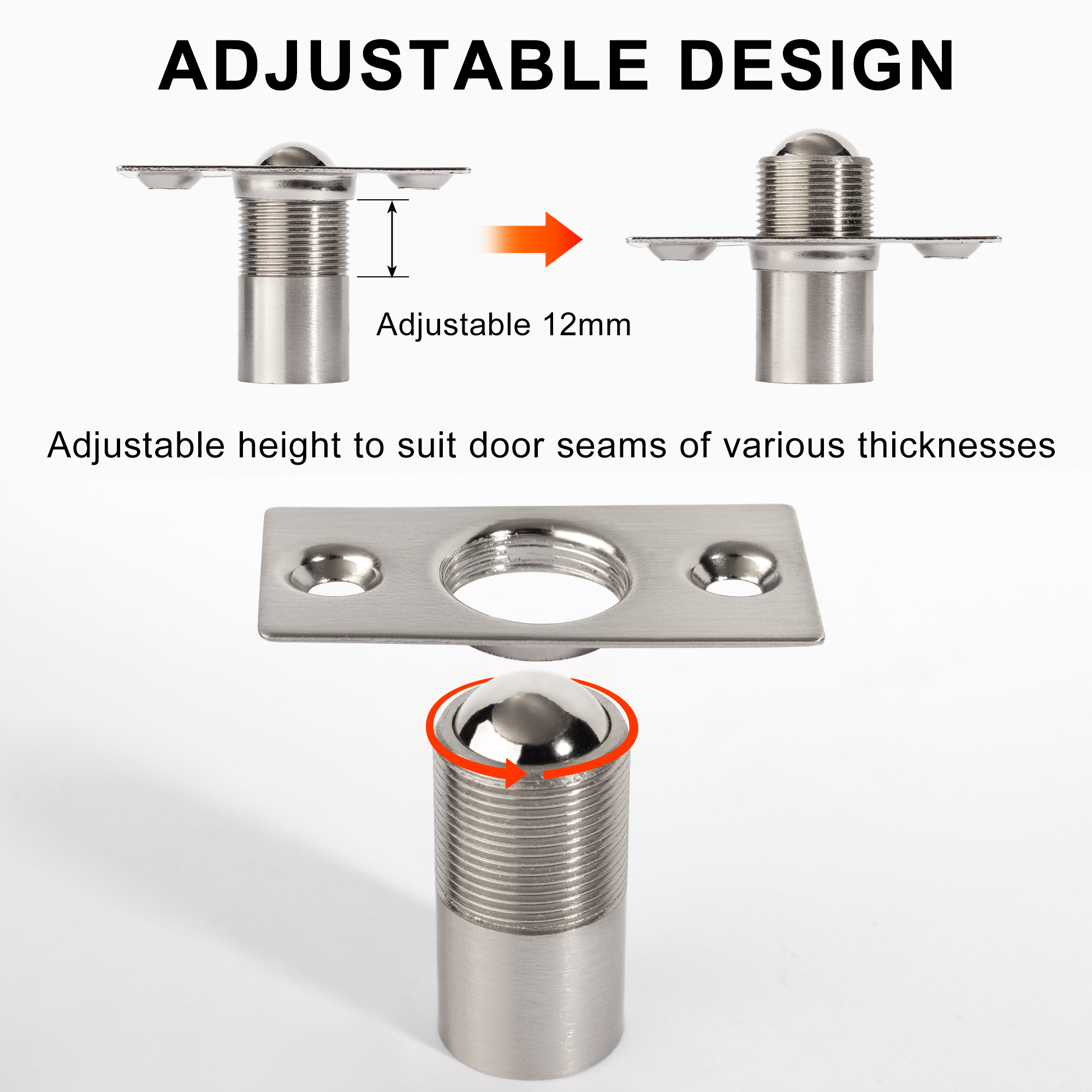 Ball Roller Spring Door Latch Hardware Brass Cabinet Closet Catch Brushed Satin and Black Gate Door Catcher