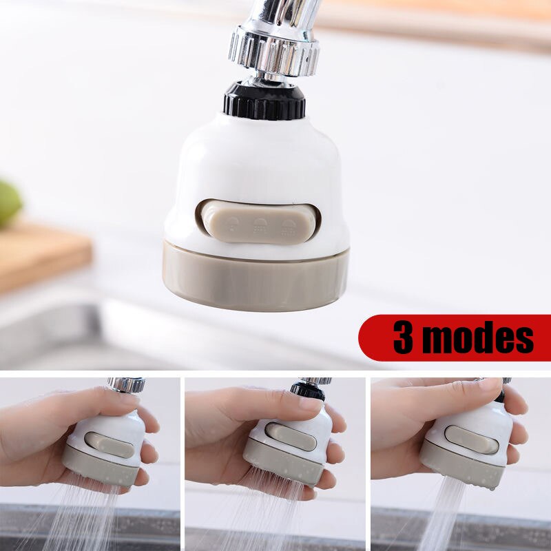 2Pcs 3 Modes Adjustable Kitchen Tap Head 360 Rotatable Water Spray Sink Faucet Flexible Watersaving High Pressure Filter Sprayer