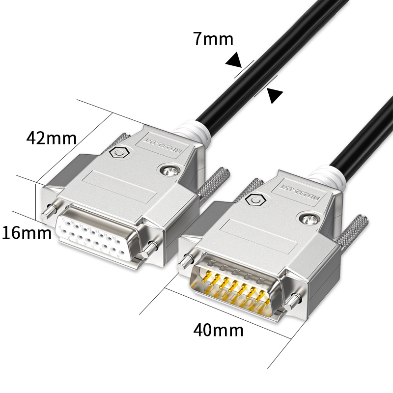 26AWG DB15 Double Shielded RS232 D-SUB Cable Metal 15 Pin Gold Plated Connector Male To Male To Female To Male 0.5m-10m Long