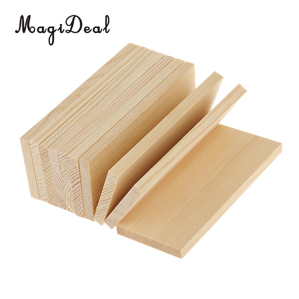 MagiDeal 10 Pieces 10cm 20cm 30cm Mixed Size Natural Pine Wood Rectangle Board Panel for Arts Craft Pinus Sylvestris