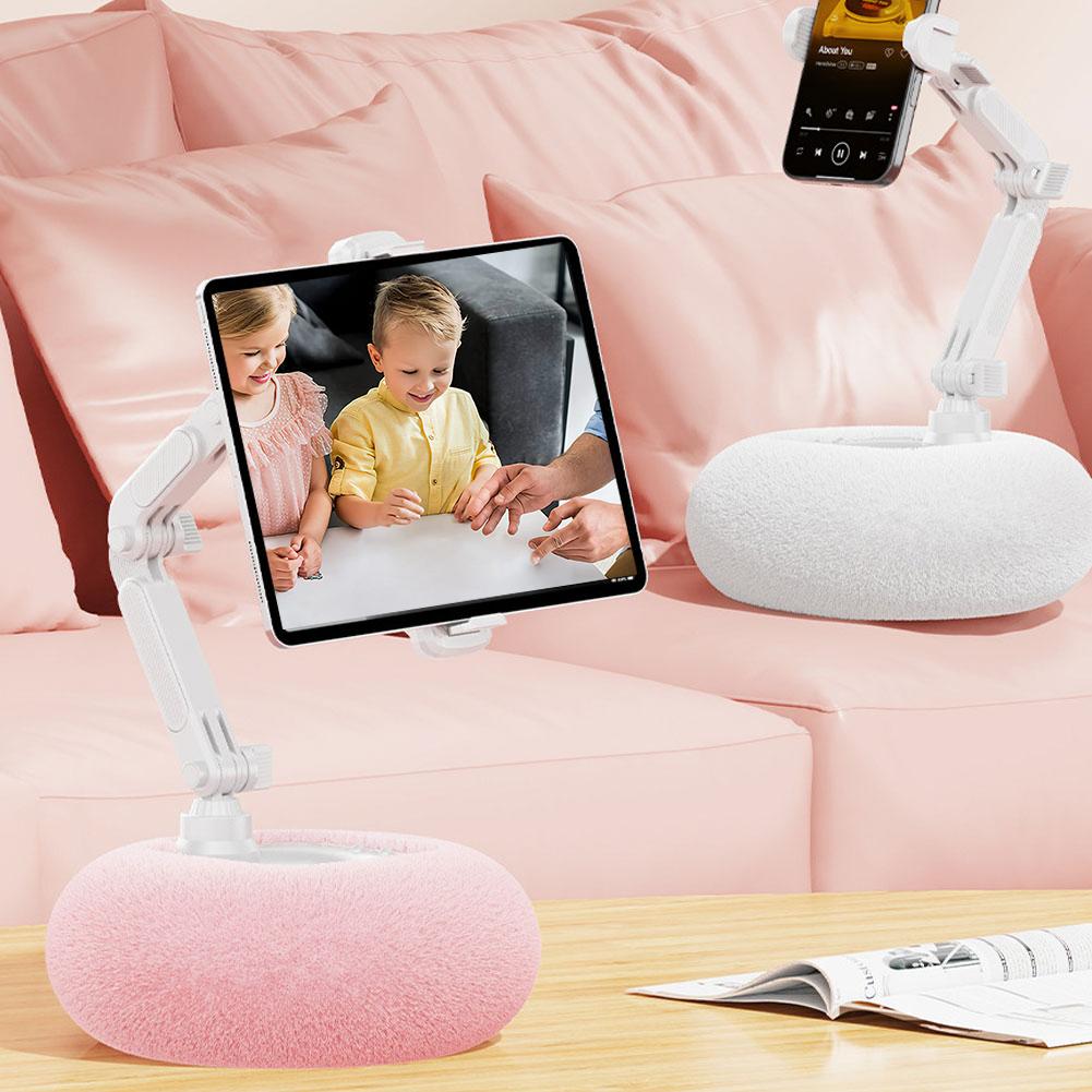 Faltbarer Plüsch-Handyhalter, drehbar, für Auto, Sofa, Bett, Lazy Holder für Handy und Tablet, Kissenständer, verstellbar zum Lesen im Bett