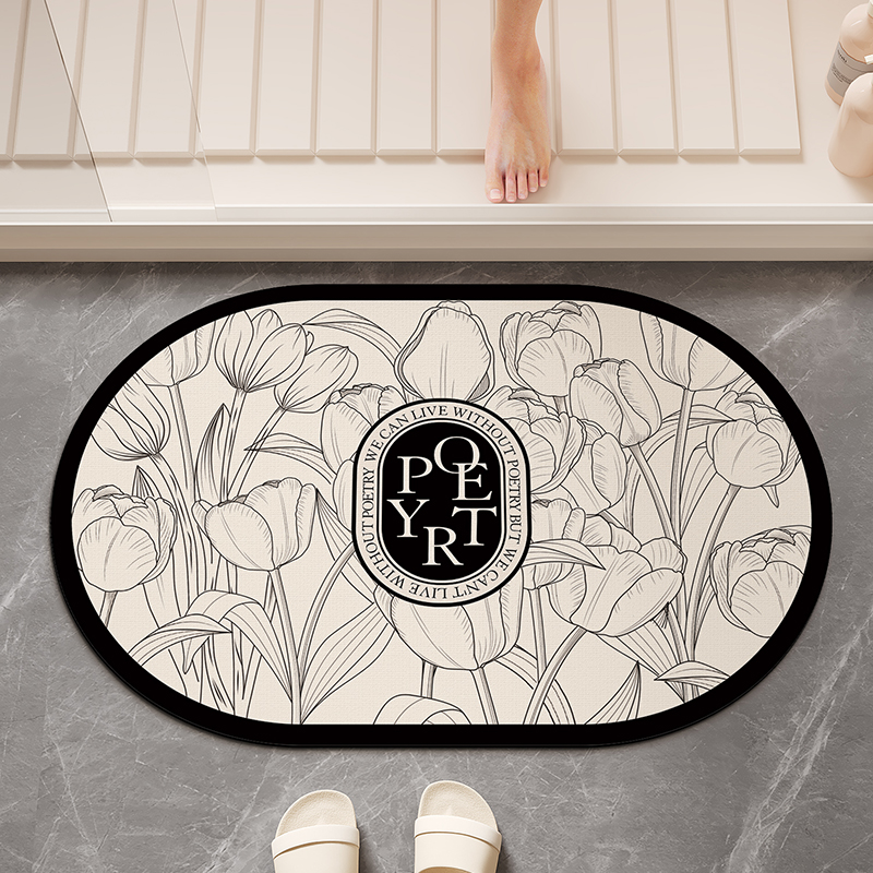 Japan imported muj Wuyin bathroom floor mat diatom mud water absorption quick drying leave-in non-slip household bathroom carpet: 50x160cm / Light Grey