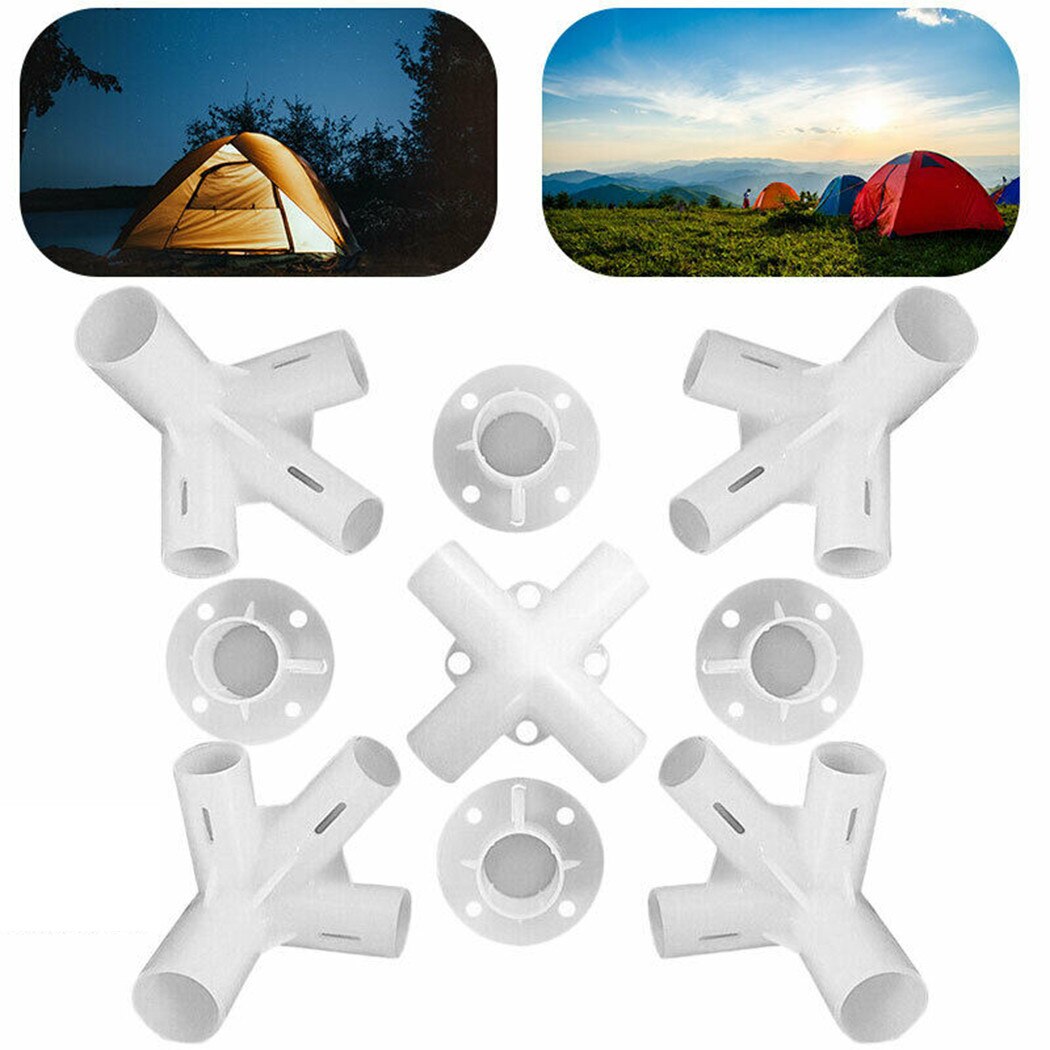 9 Pcs/set Spare Parts Feet Corner Center Connector Degree Tee Connector PVC Pipe Fitting DIY Tent Fixed Fittings
