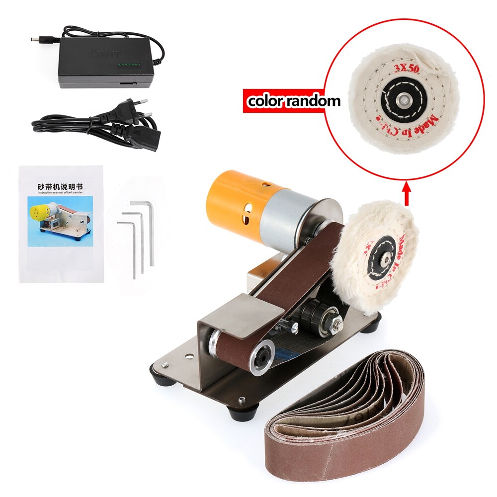 Mini Electric Belt Sander 15 Degree Edges Sharpener with 10 Abrasive Belt Multifunction Cutter Edges Polishing Grinding Machine