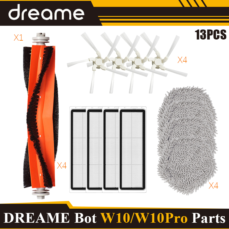 For Dreame Bot W10/W10 PRO Robot Vacuum Cleaner Spare Parts Washable Main Brush HEPA Mop Filter Replacement Parts