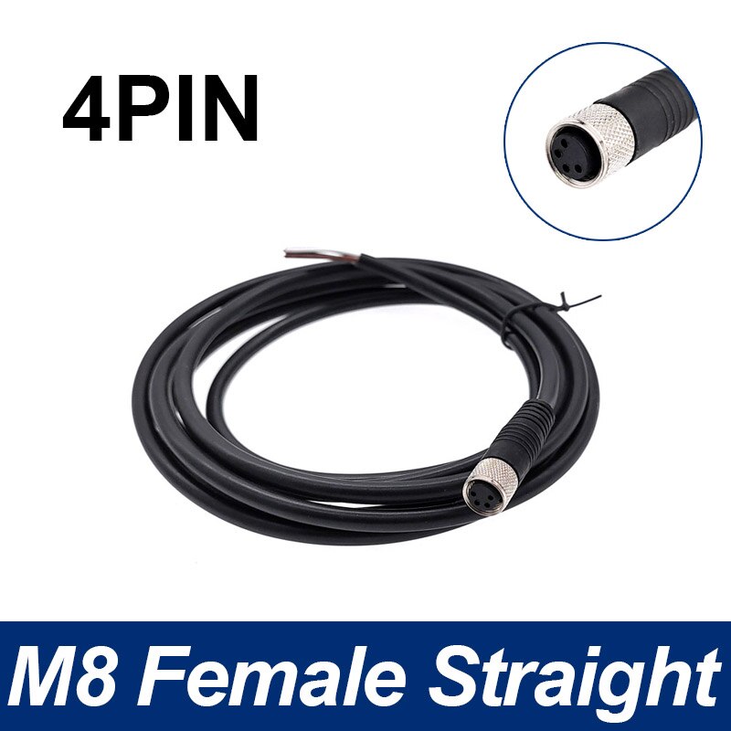 M8 Sensor Connector Cable Waterproof plug Male&amp;Female Straight Angle 4 5 Pin +2m PVC line: 4P Female Straight