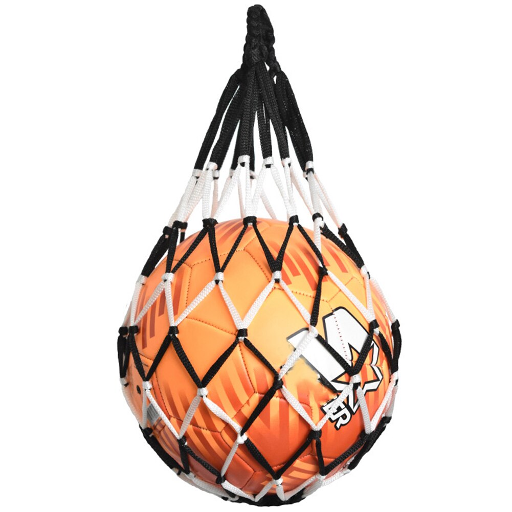 Football Net Bag Nylon Bold Storage Bag Single Ball Carry Portable Equipment Outdoor Sports Soccer Basketball Volleyball Bag: black white