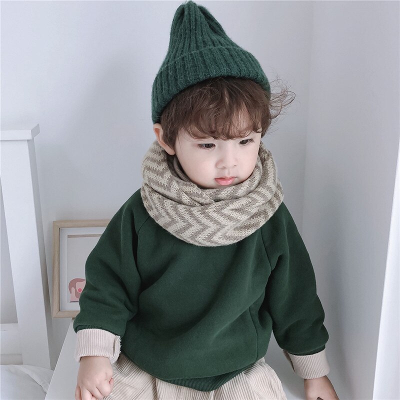 Baby autumn and winter children's scarf corrugated wool neck sleeve student scarf warm scarf
