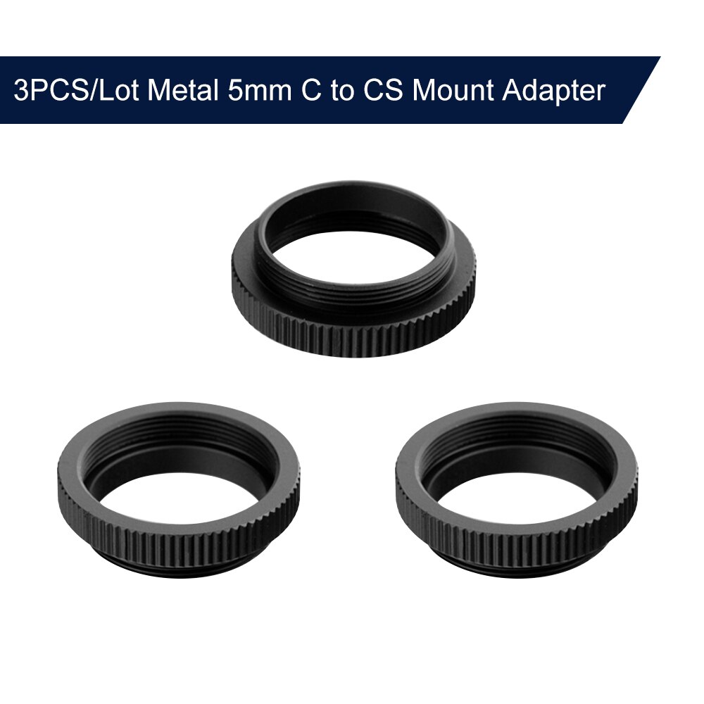 3PCS Metal 25.4mm Thread C/CS Lens Mount Adaptor 5mm C to CS Mount Adapter Aluminum Converter Ring for Security CCTV Camera