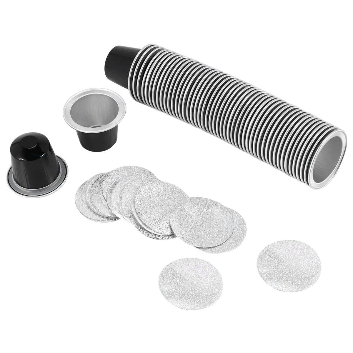 50Sets Navulbare Koffiecapsules Cup Wegwerp Koffiecapsules Verpakking Cafe Benodigdheden Voor Nespresso Zwart