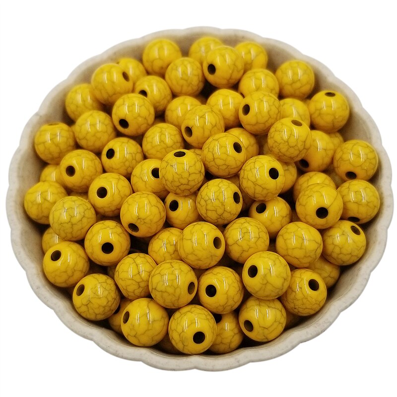 100pcs Finding Beads Handmade Material 8mm DIY Cracks Loose Bead Jewelry Accessories Multicolor: Yellow