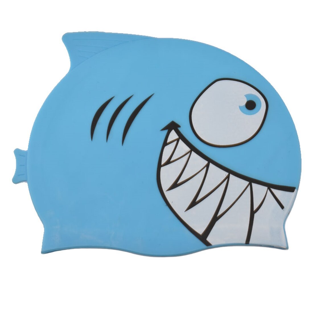 Børn svømning cap tegneserie fisk silikone vandtæt pool ørebeskytter haj pige dreng børn svømmer hat: Blå
