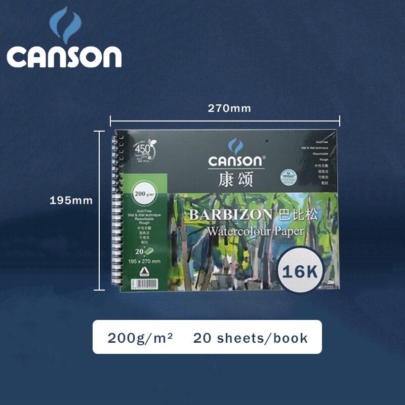 CANSON BARBIZON acuarela /libro de lápices de colores/almohadilla/papel 8/16/32K 200/240/300g/m² sellador/bobina libro pintado a mano: BARBIZON200g-16K-C-G