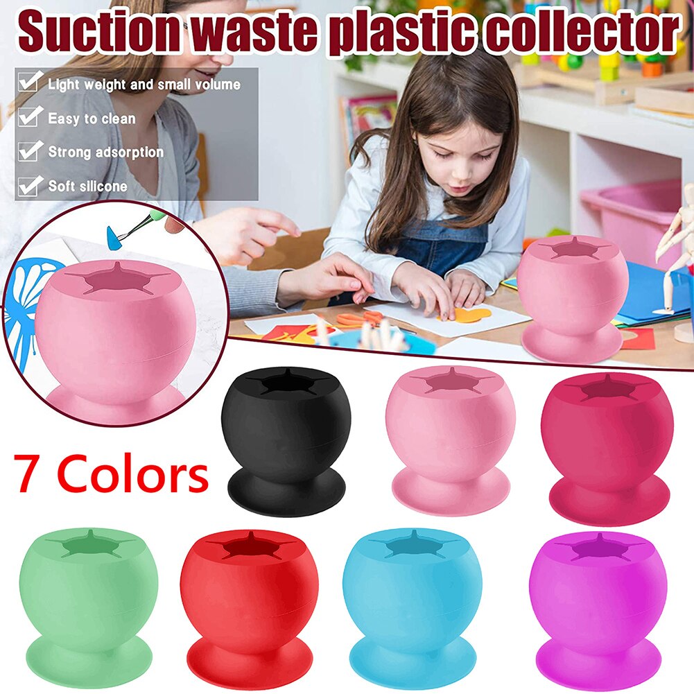 Cubo de basura Manual con ventosa de silicona, manualidades, piezas de chatarra de costura, colección de cajas de almacenamiento de residuos, ayudante para escritorio del hogar