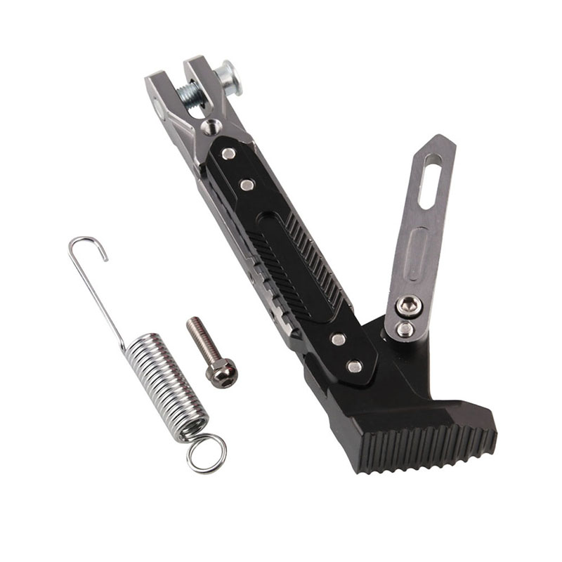 Black Universal Motorcycle Plastic Side Stand Moto Bike Kickstand Non-slip Plate Side Extension Support Foot Pad Base: Titanium