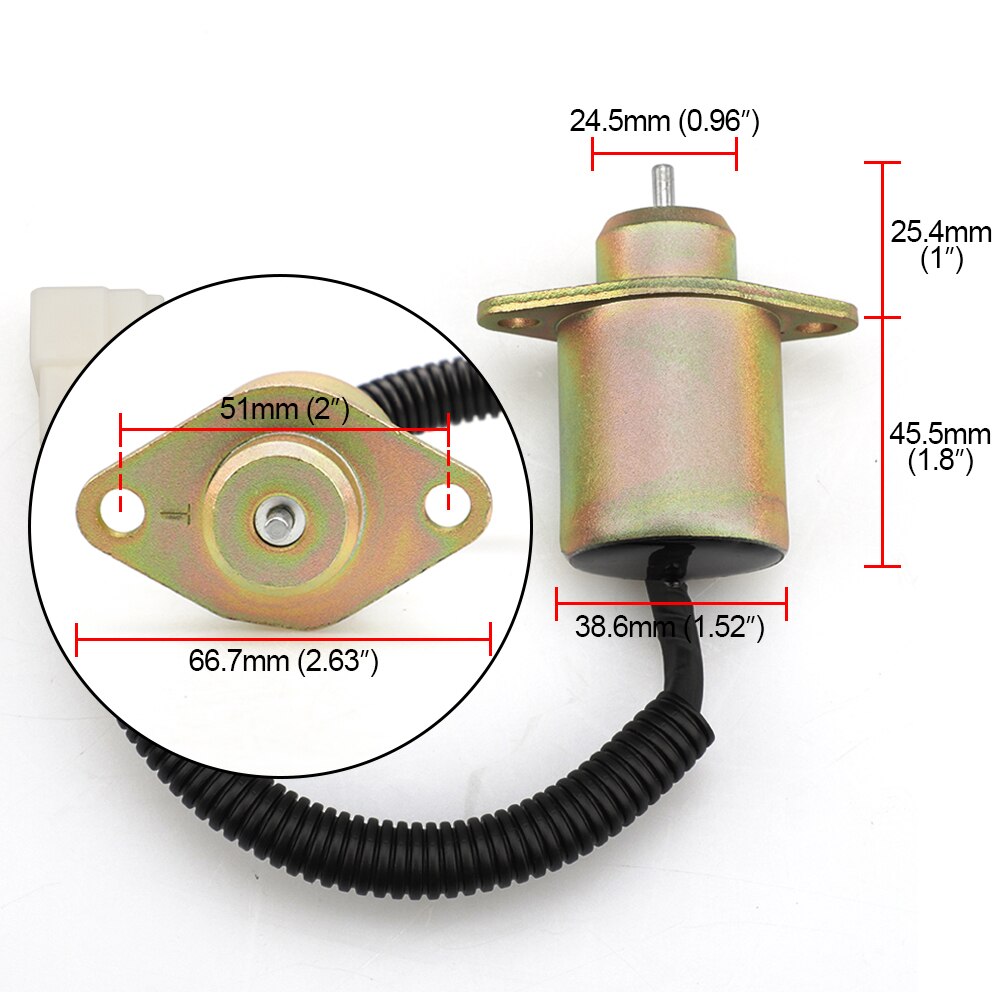 12V Fuel Shut Off Solenoid SA-4569-T Replacement For Kubota, Yanmar Diesel Engines