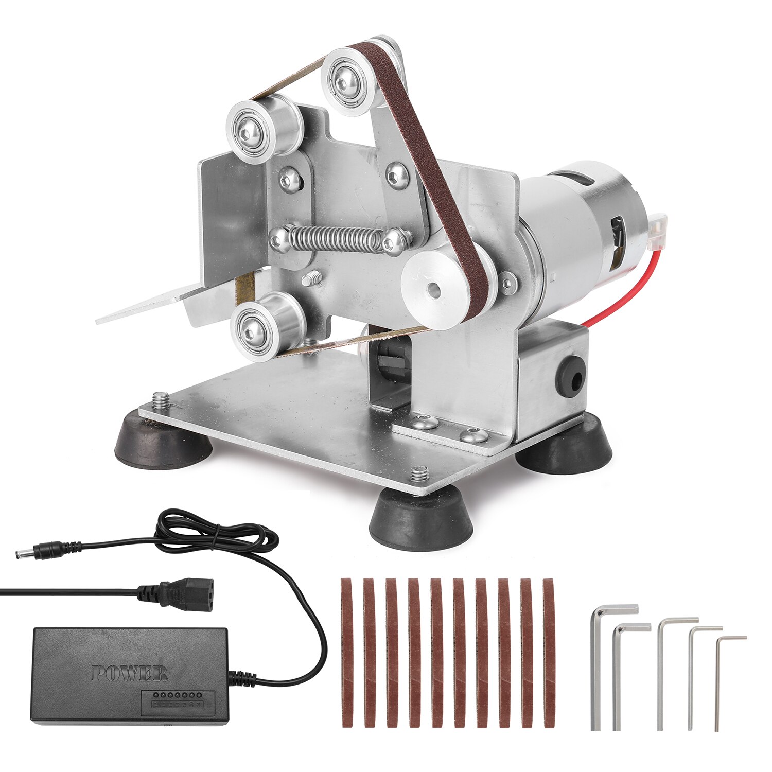 Multifunktionel slibemaskine mini bærbar elektrisk båndsliber gør-det-selv polering slibemaskine skærekanter slibemaskine med trædepuder