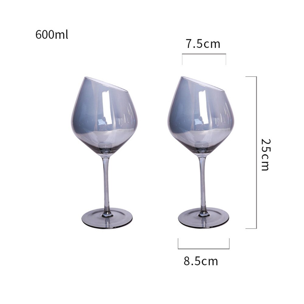 2PCS Wine Glass Electroplating Color Lead-free Glass Crystal Glass Red Wine Glass Champagne Glass Goblet Red Wine Glass Set: C