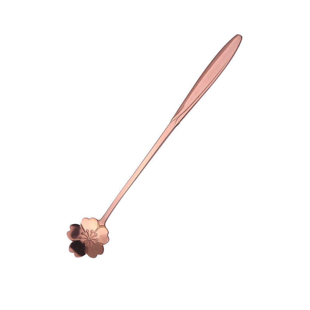 Gouden Bloem Scoop Japanse Roestvrij Staal Thee Prachtige Vergulde Lepel Roer Kleine Dessert Lepel Koffie Lepel: 01-1