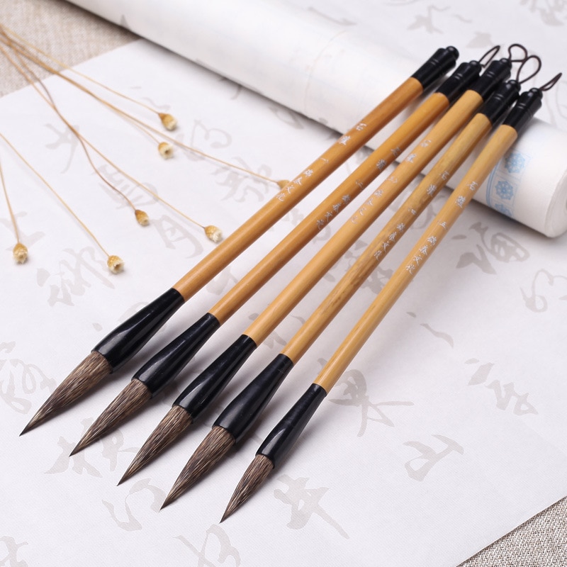 Chinese Brush Stone Badger Hair Chinese Calligraphy Brushes Freehand Landscape Painting Lian Calligraphy Brush Set Tinta China