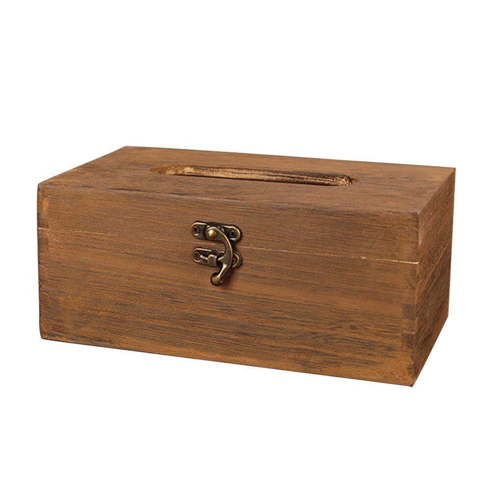Paper Rack Wood Storage Tissue Box Car Home Rectangle Shaped Tissue Box Container Towel Napkin Tissue Dispenser Organizer @45: A
