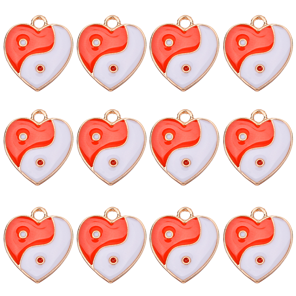 Mode Liefde Enamel Yin Yang Bagua Hanger 20 Stuks 15*18Mm Diy Ketting Armband Sleutelhanger Charm Voor handgemaakte Sieraden Ambachten: orange 20Pcs