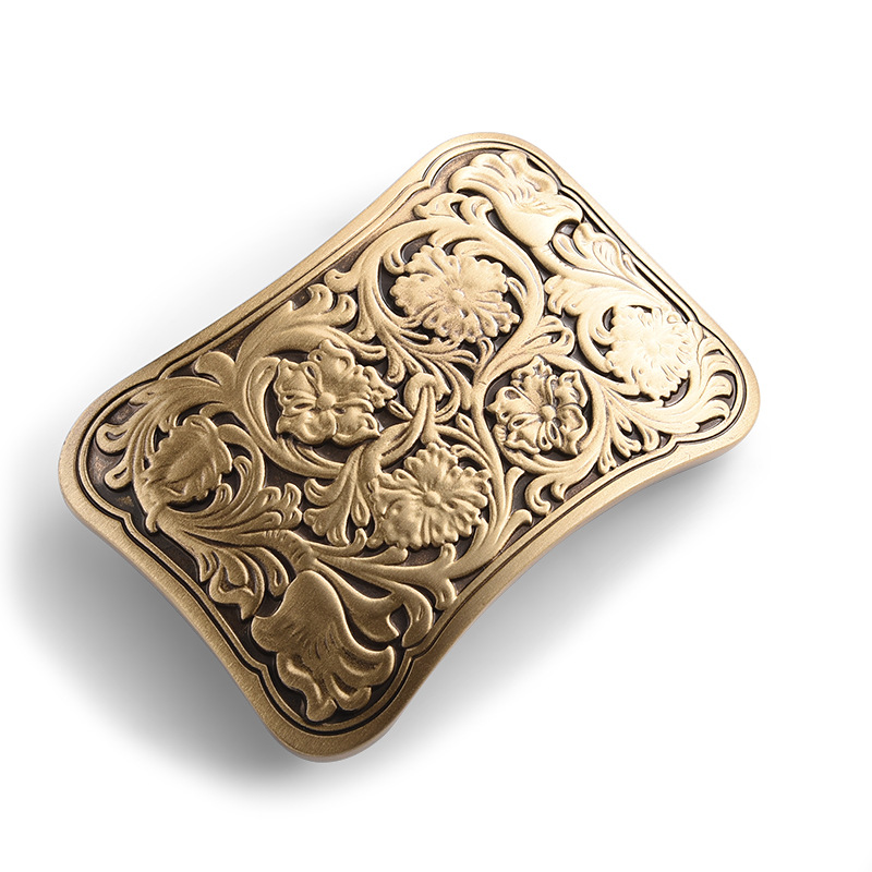 Ceinture en laiton en cuivre massif pour hommes, , antique, vintage, rétro, fleur en relief