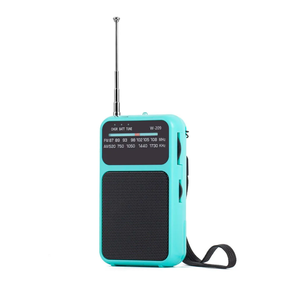 Portable Radio With Headphone Slot FM/AM Radio AAA Battery Powered Older Portable Radio Car Electronics Accessories: Blue