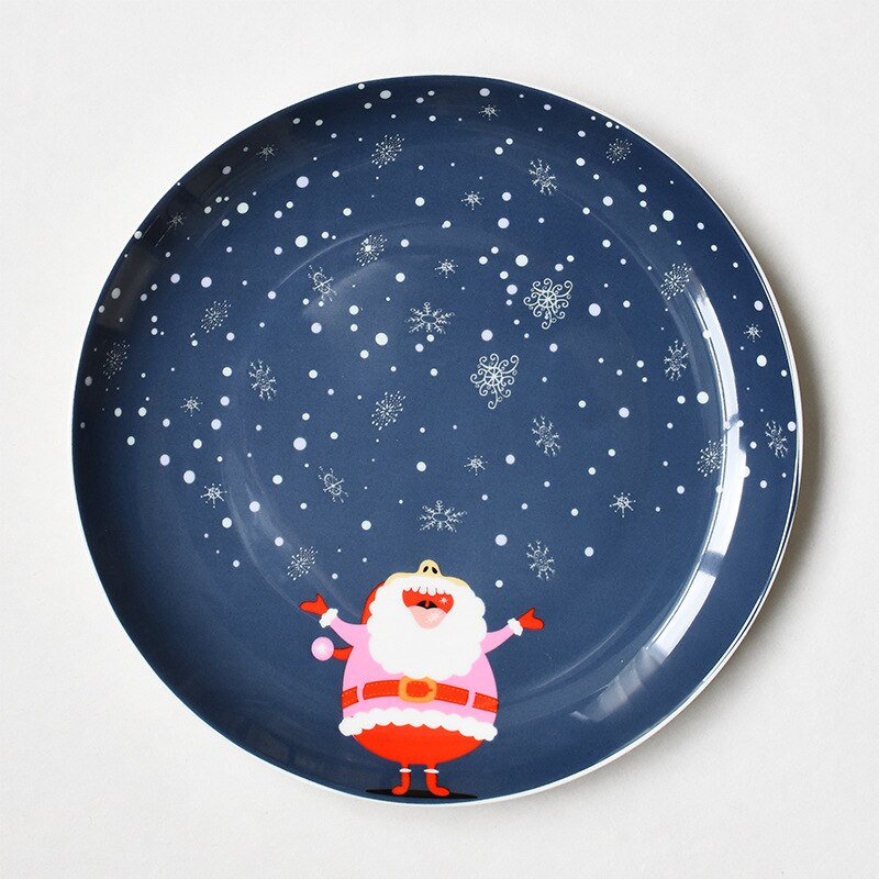 Christmas Ceramic Plate Food Dishes Steak Dinner Plates Western Dinner Plate Cartoon Hand Painted Tableware Year: Style 3