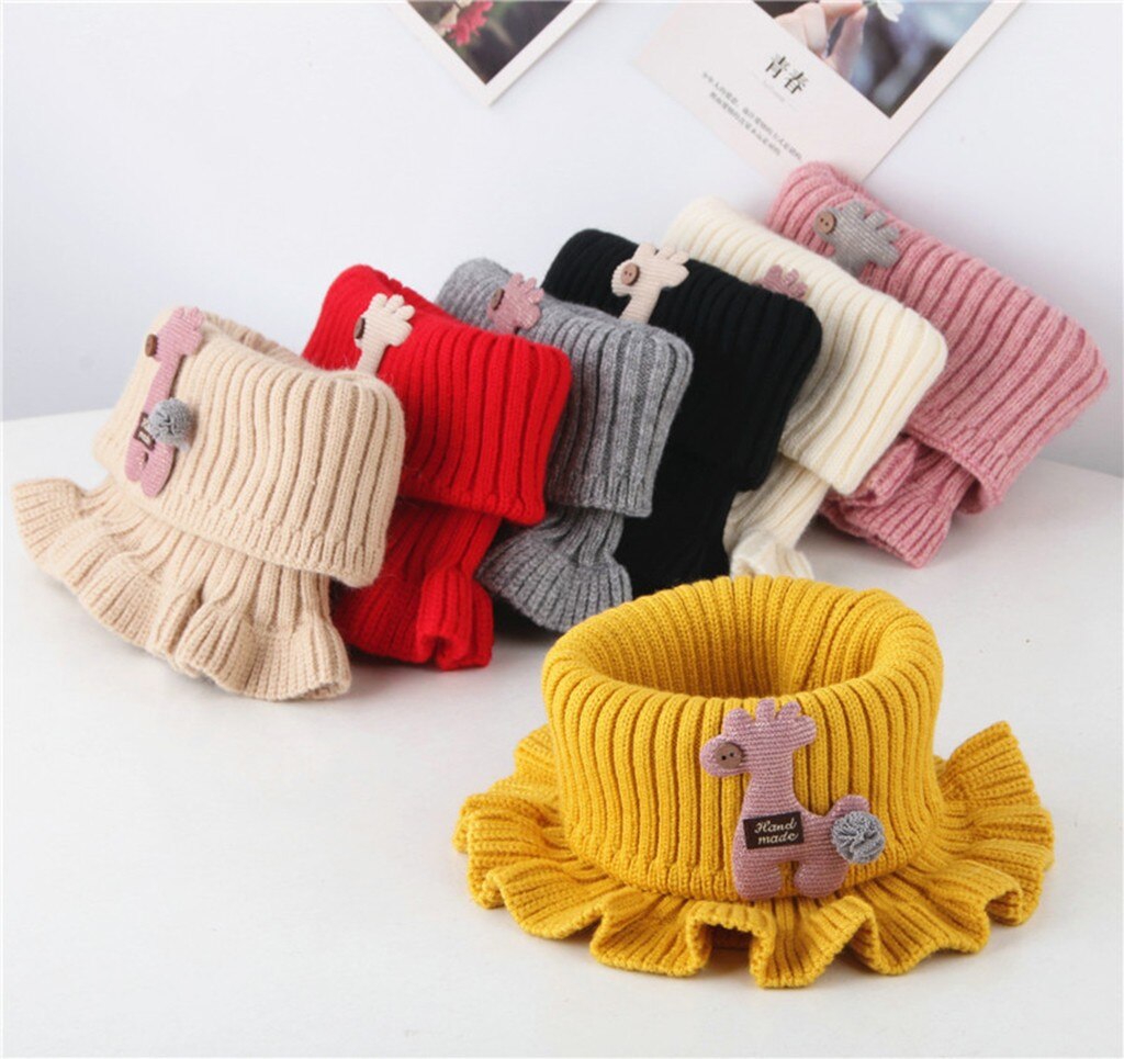 Baby Scarf Winter Kids Boys Girls Knitted Neck Scarf Toddler Cute Cartoon Warmer Crochet Cowl Collar Circle Scarf Bufanda