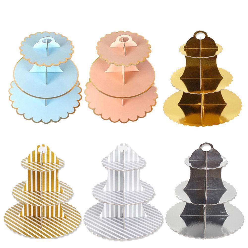 Support de gâteau en carton pour cupcake, objet décoratif à trois étages pour soutenir votre pâtisserie, parfait pour un mariage, anniversaire, une fête prénatale et une soirée