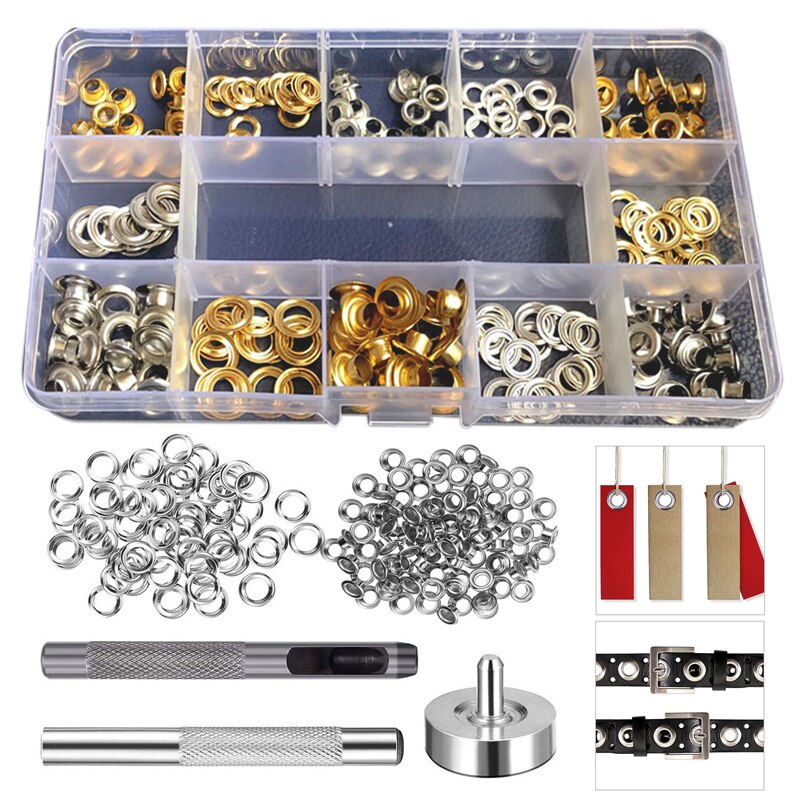 120x Grommets Clothing Metal Eyelets Button Set with 3 Installation Tool Kit